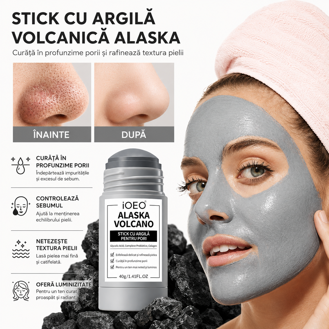 1+1 GRATIS Masca de Argilă pentru Ten Strălucitor